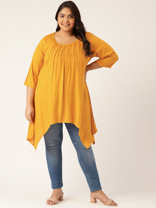 Plus Size Front Pleated Longline Top