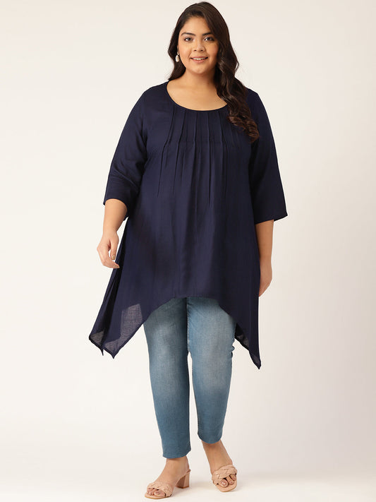 Plus Size Front Pleated Longline Top