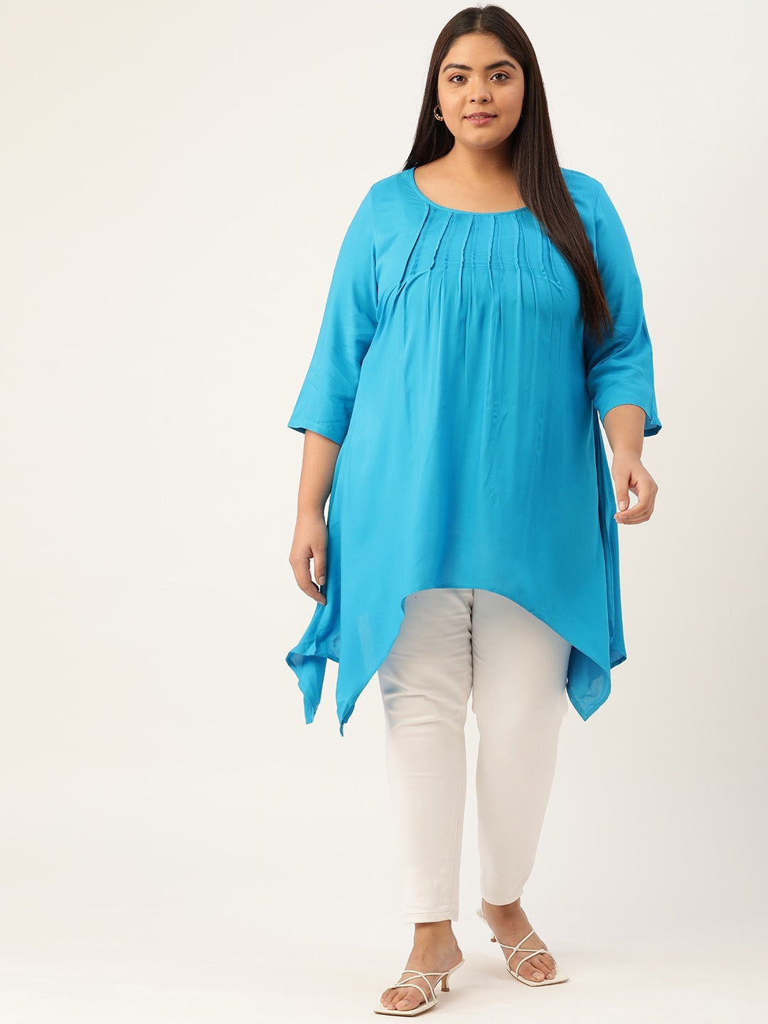 Plus Size Front Pleated Longline Top