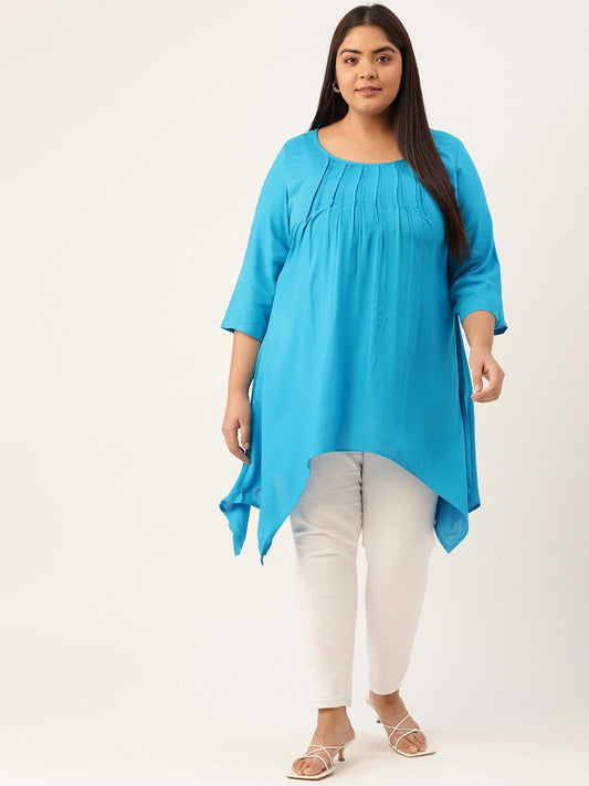 Plus Size Front Pleated Longline Top