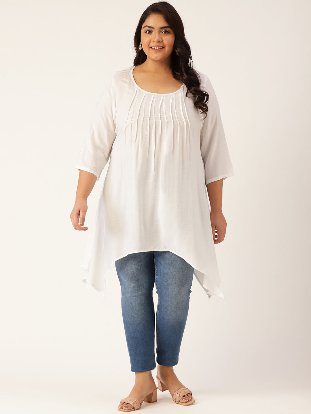 Plus Size Front Pleated Longline Top
