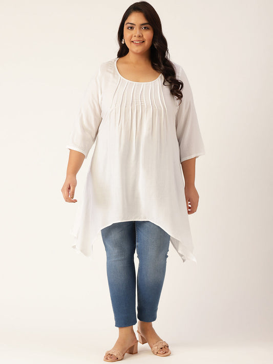 Plus Size Front Pleated Longline Top
