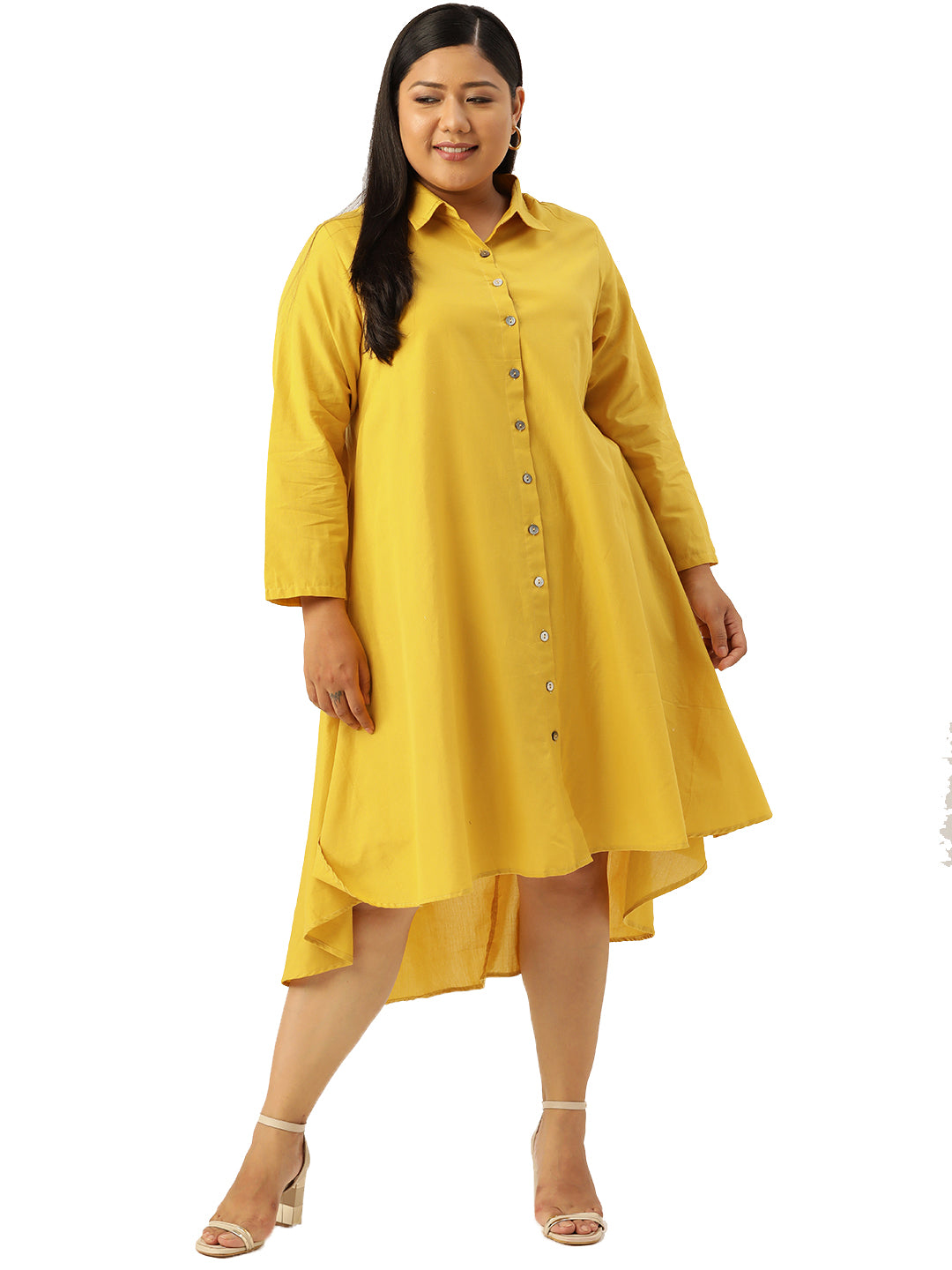 Plus Size Shirt Collar Dress