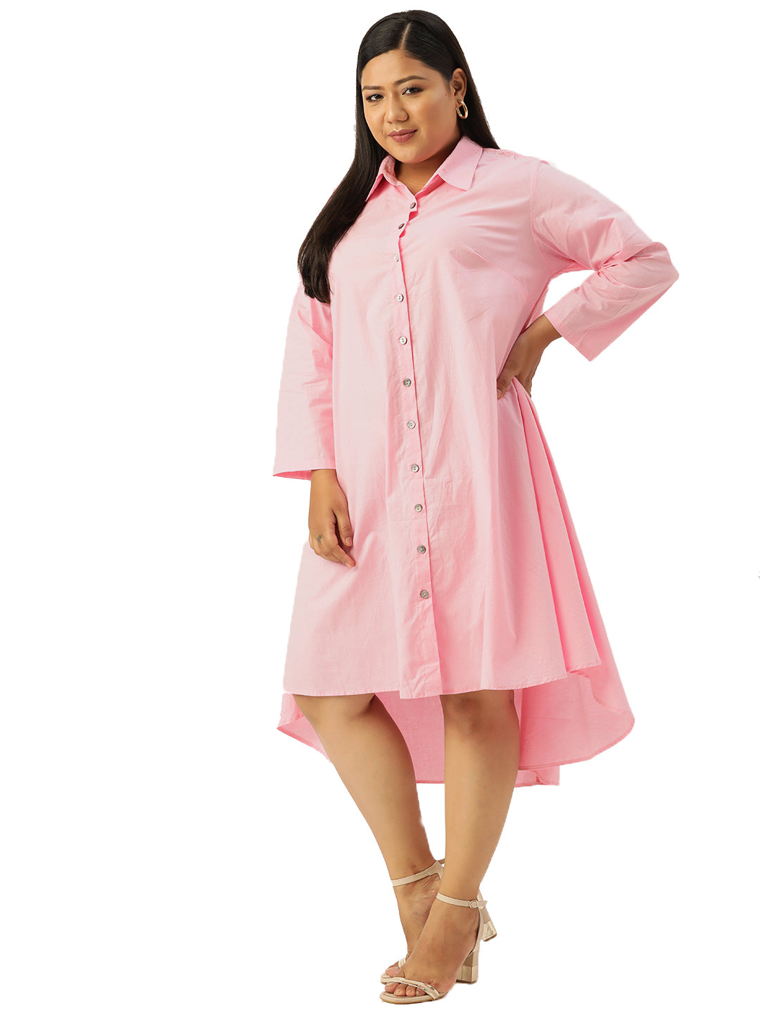 Plus Size Shirt Collar Dress
