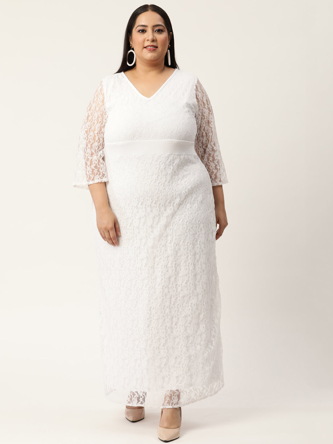 Plus Size Party Wear Lace Dress