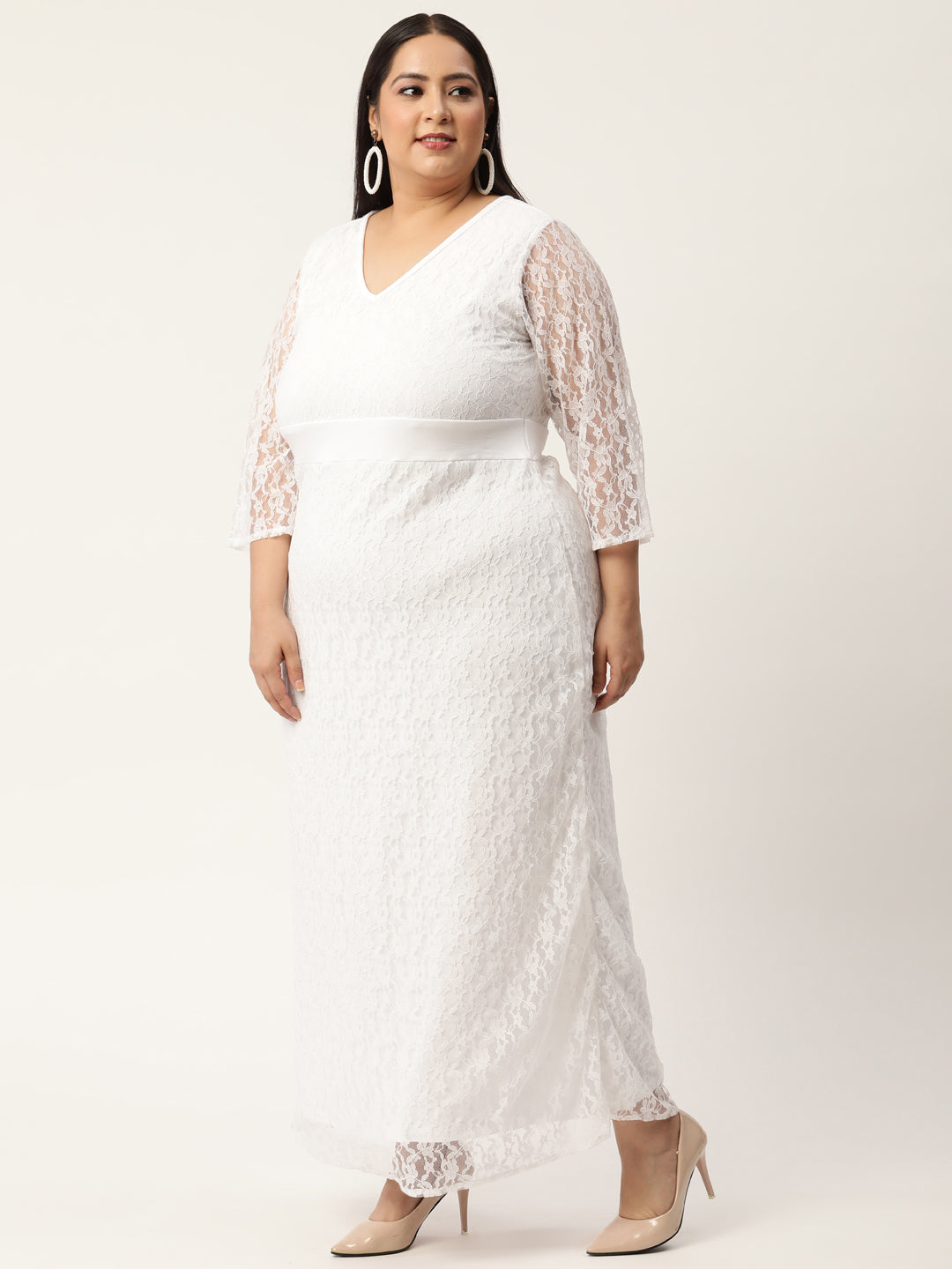 Plus Size Party Wear Lace Dress