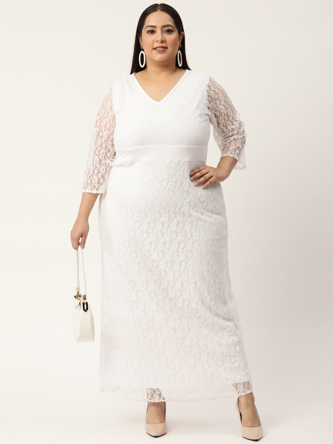 Plus Size Party Wear Lace Dress