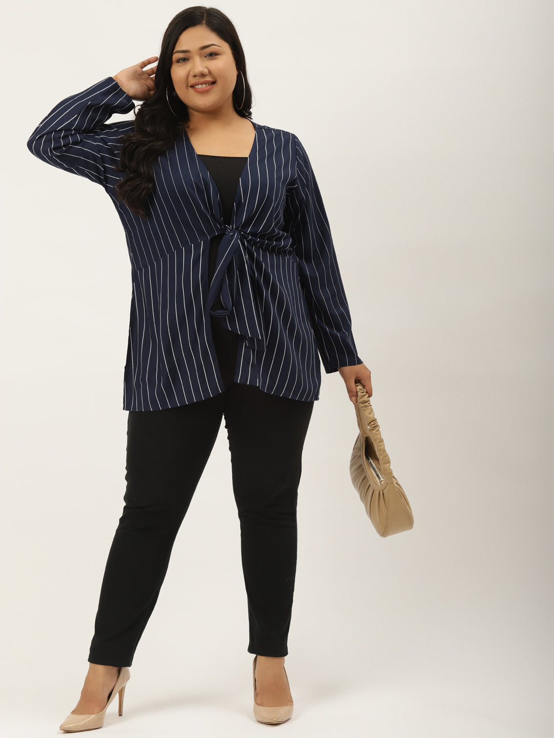 theRebelinme Plus Size Abstract Printed Tie-Up Shrug