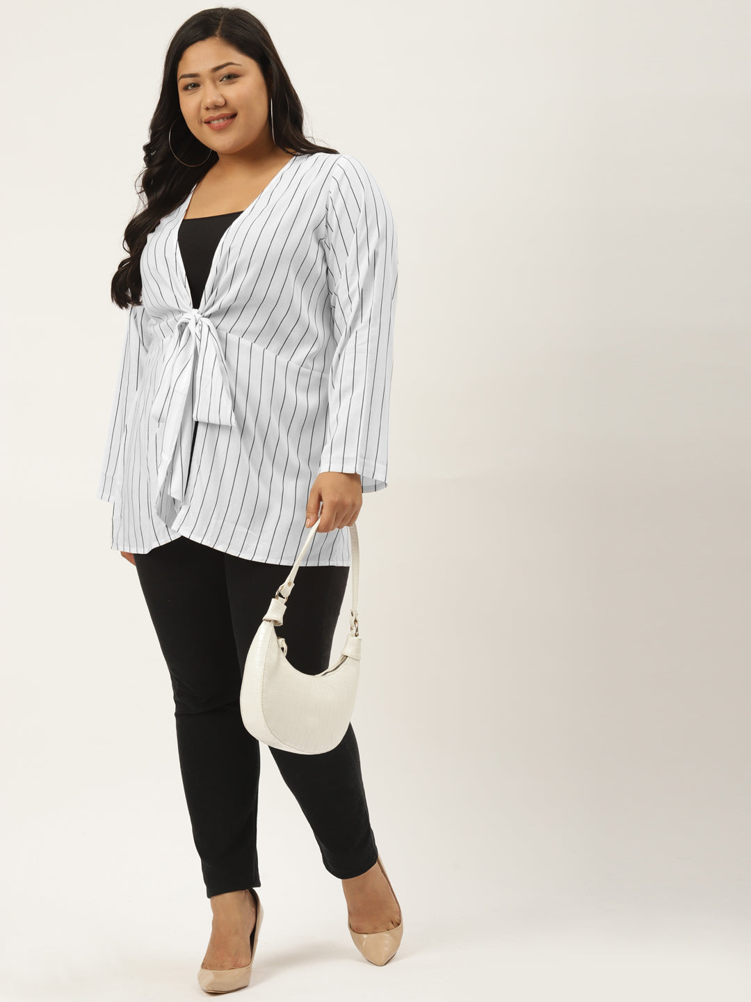 theRebelinme Plus Size Abstract Printed Tie-Up Shrug