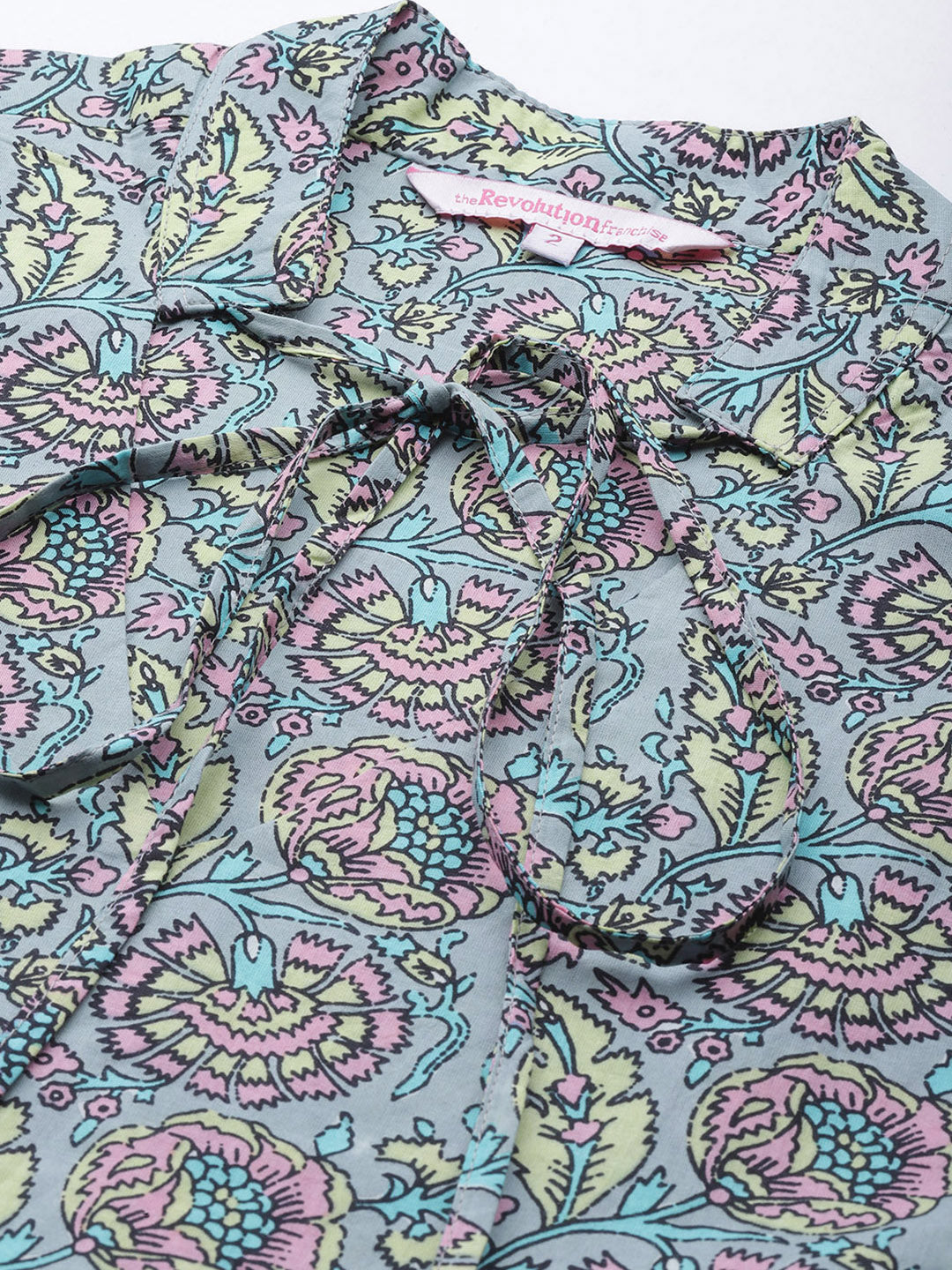 Plus Size Neck Tie-Up Cotton Dress