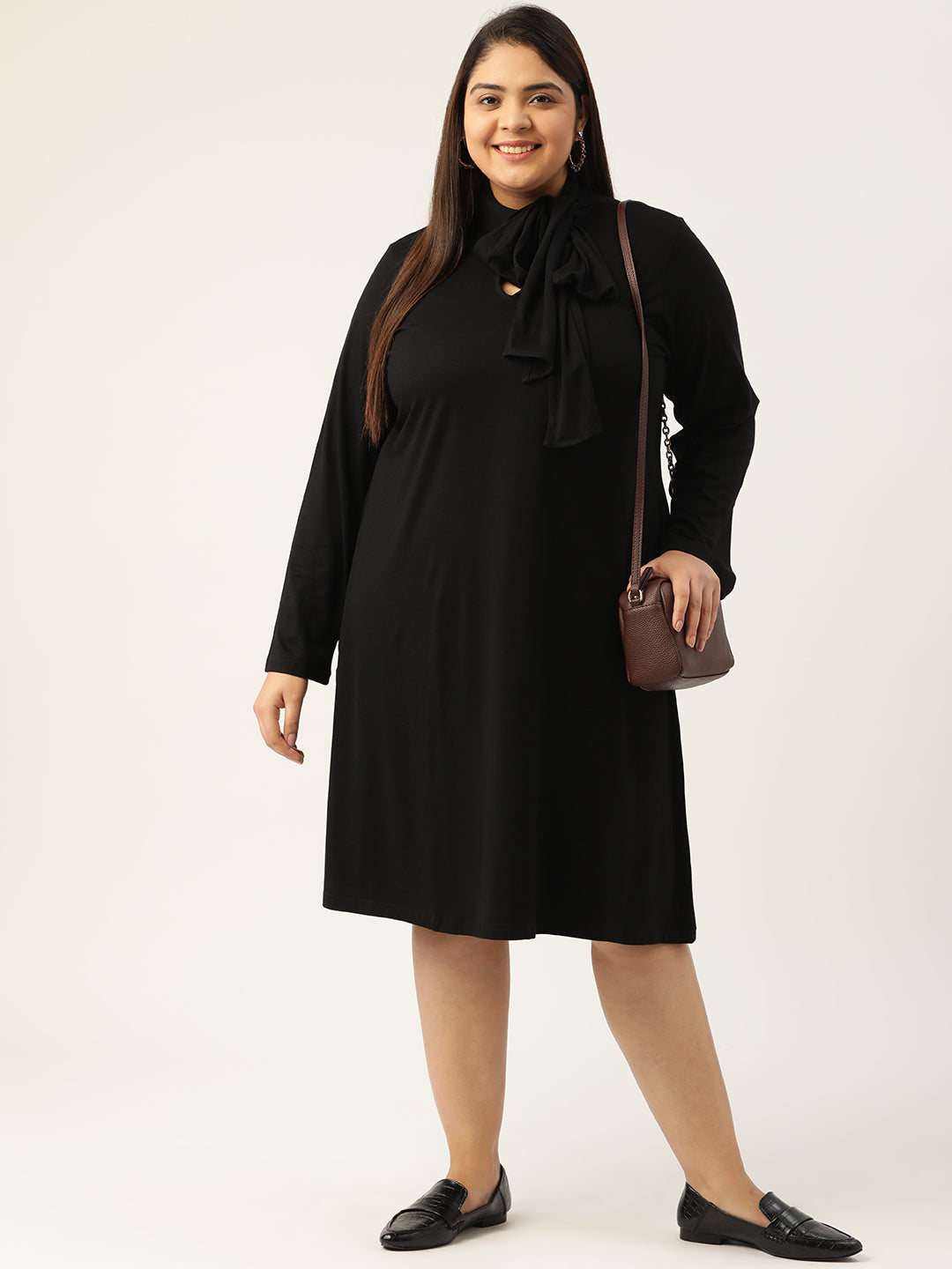 Tie-Up Neck Knitted Dress
