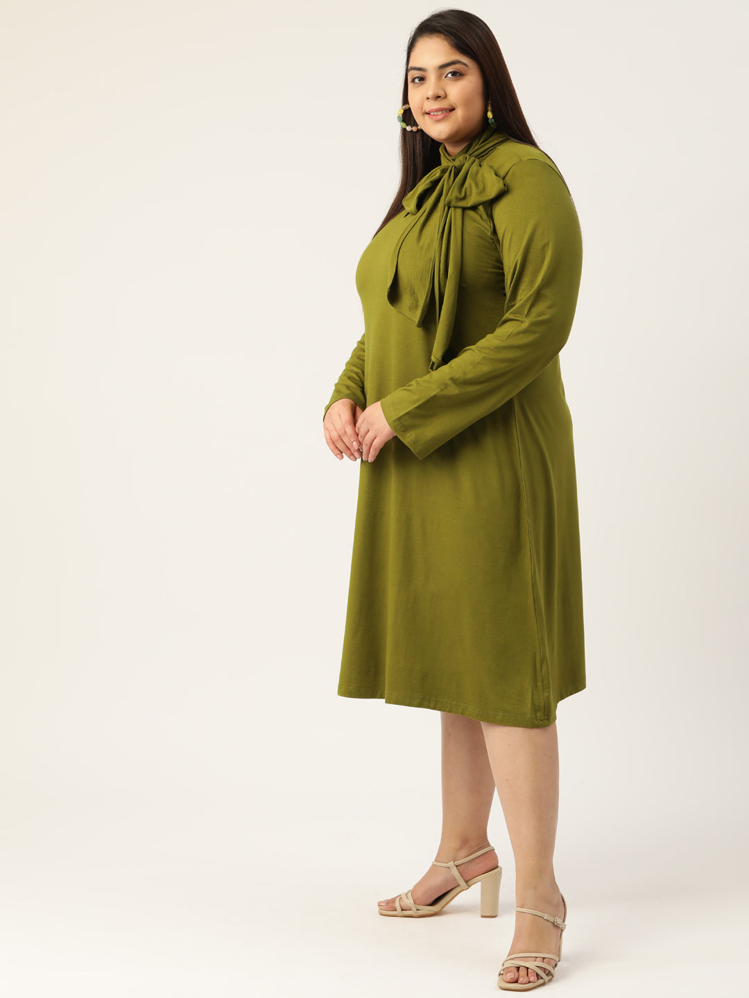 Tie-Up Neck Knitted Dress