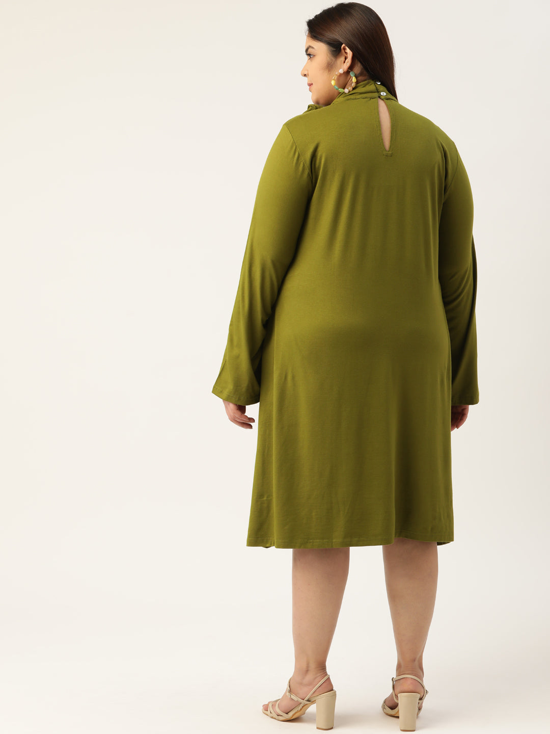 Tie-Up Neck Knitted Dress