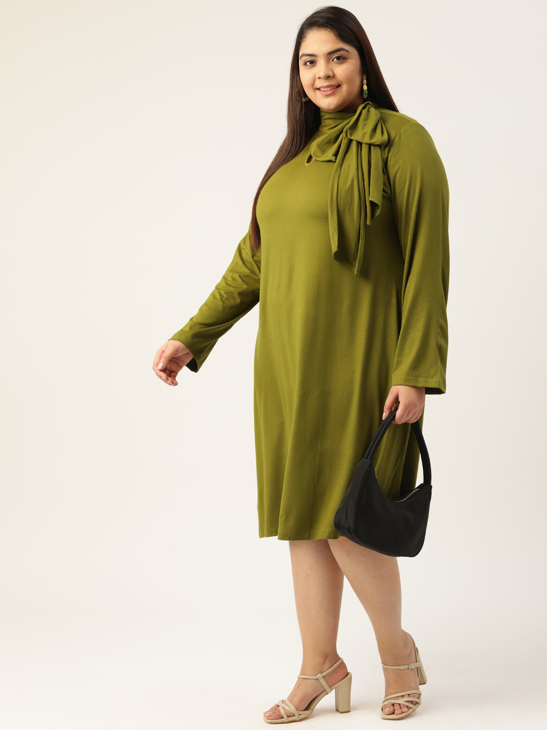 Tie-Up Neck Knitted Dress
