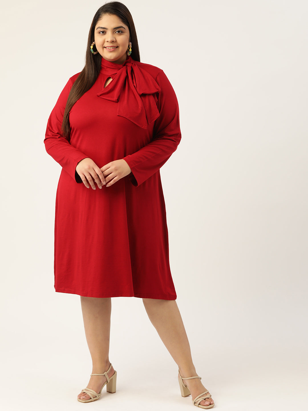 Tie-Up Neck Knitted Dress