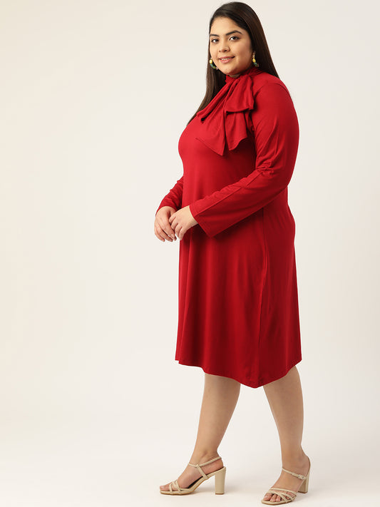 Tie-Up Neck Knitted Dress