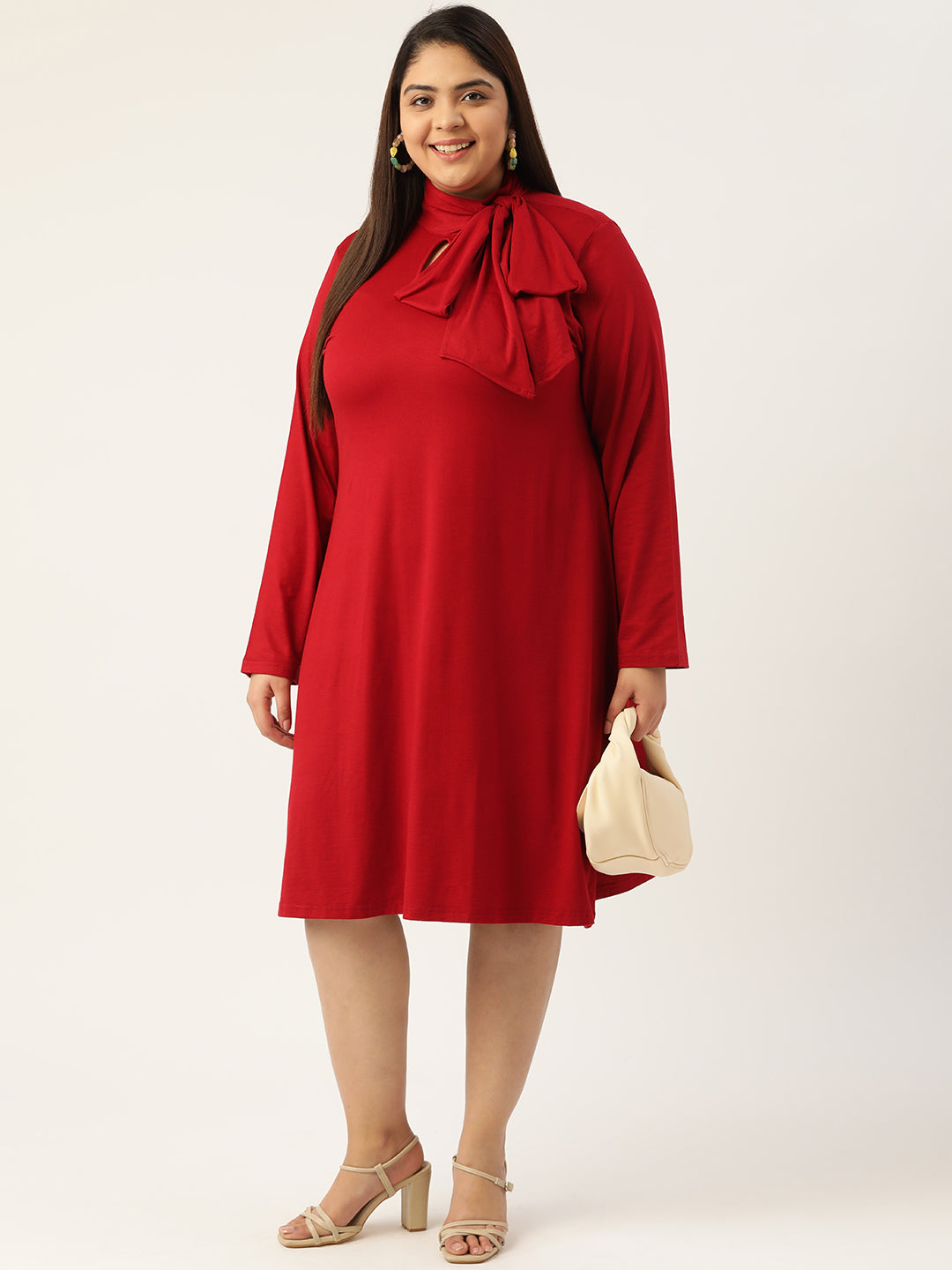 Tie-Up Neck Knitted Dress