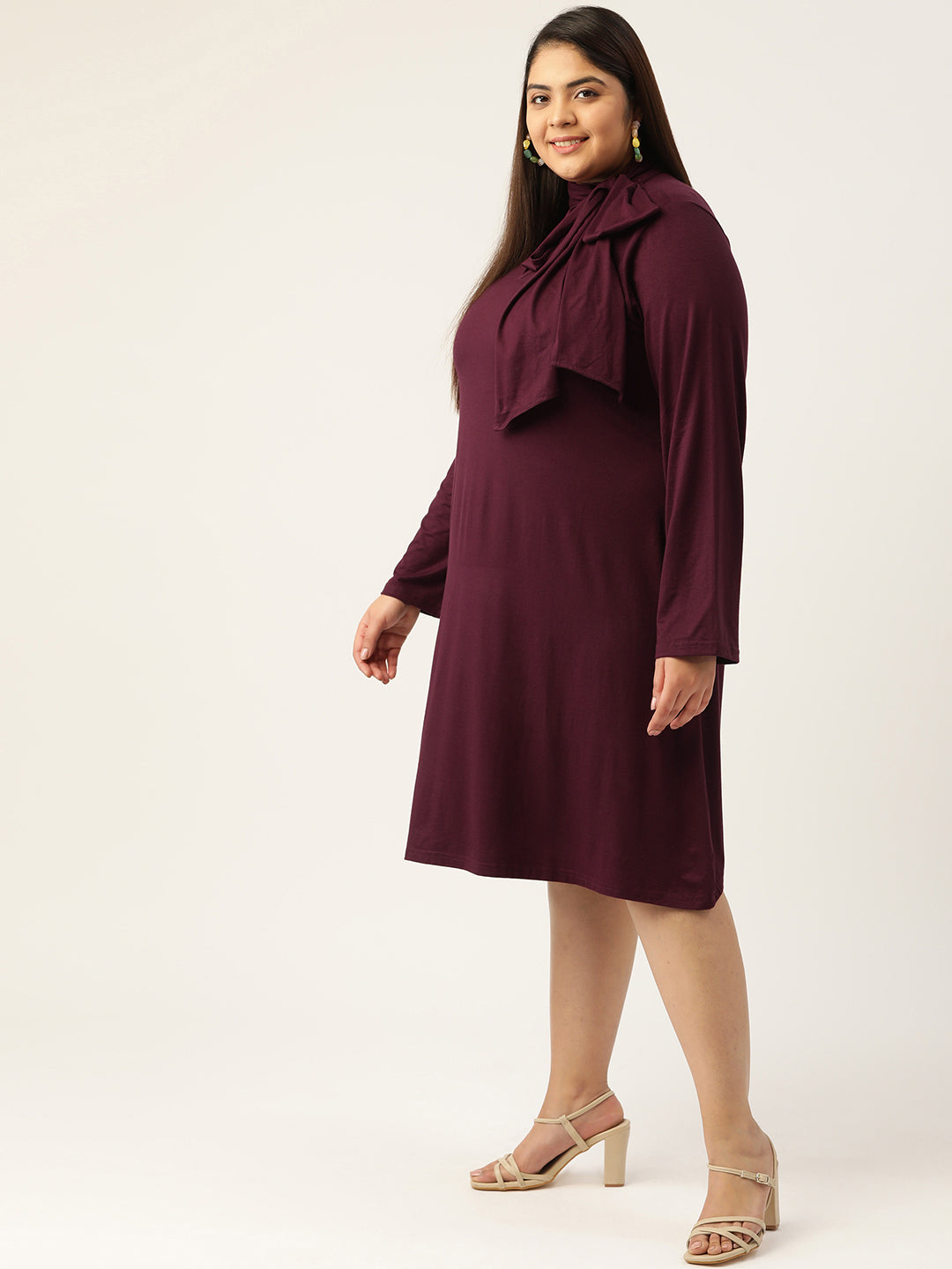 Tie-Up Neck Knitted Dress