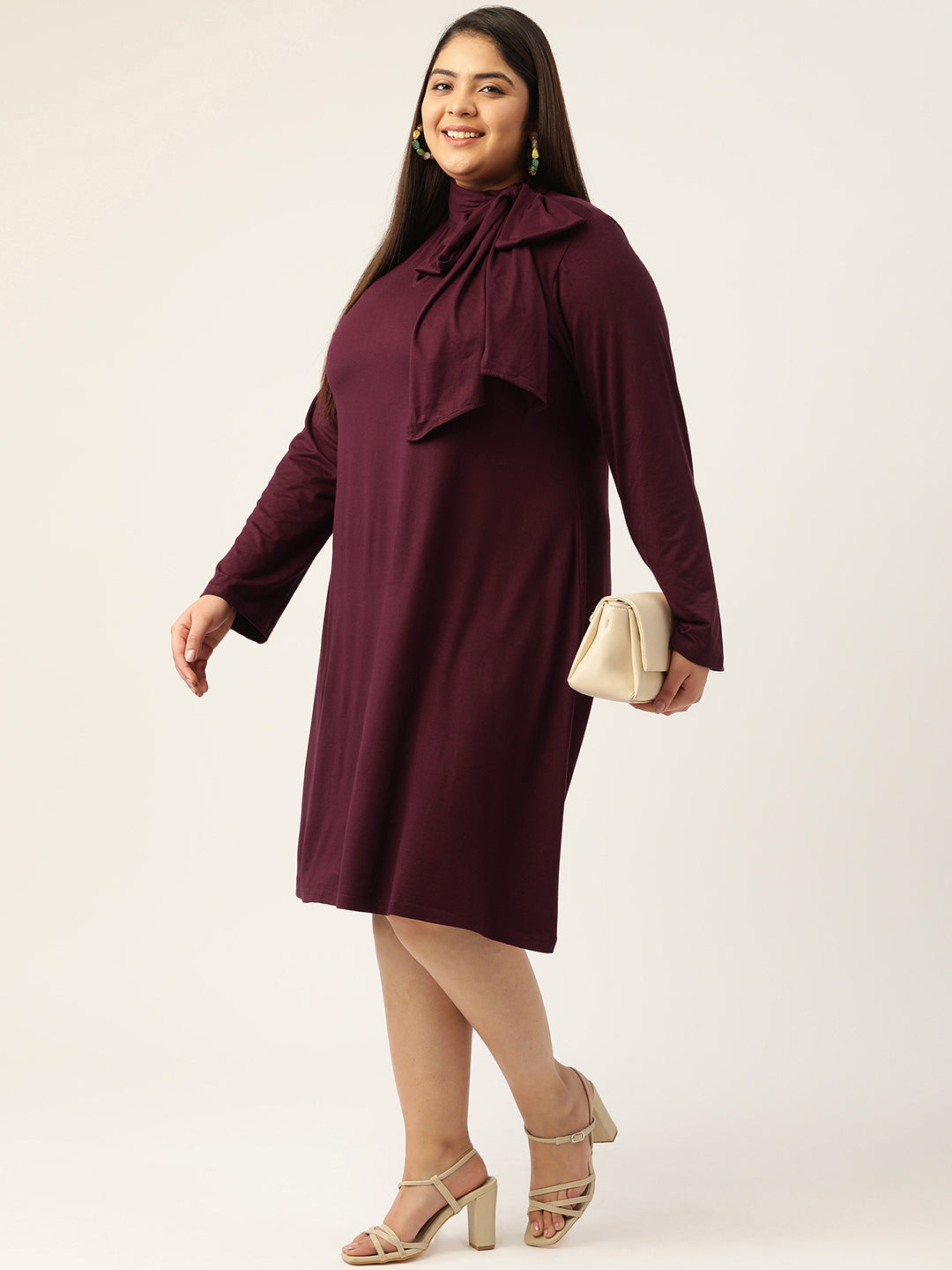 Tie-Up Neck Knitted Dress