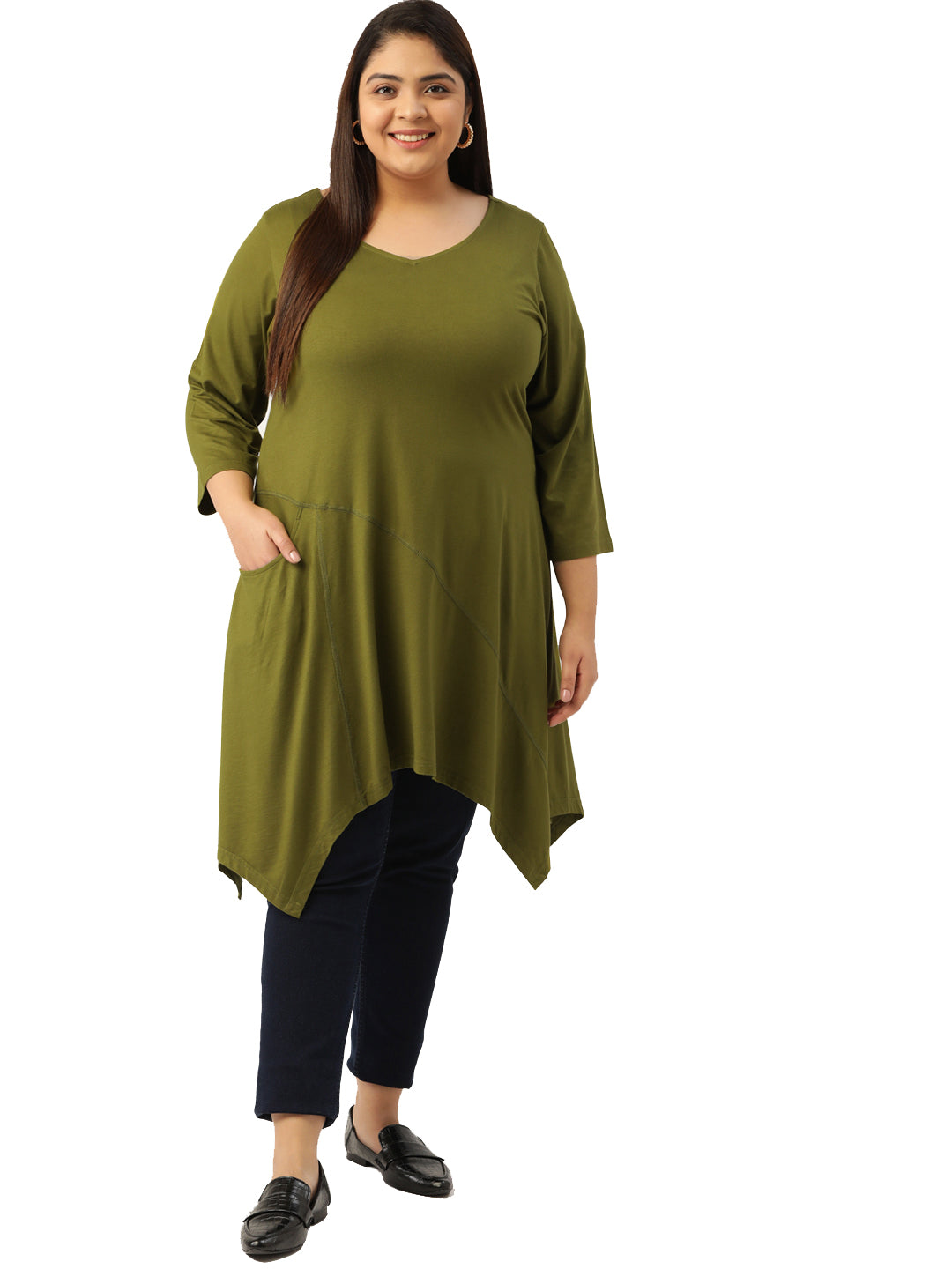 Plus Size Asymmetrical Longline Top