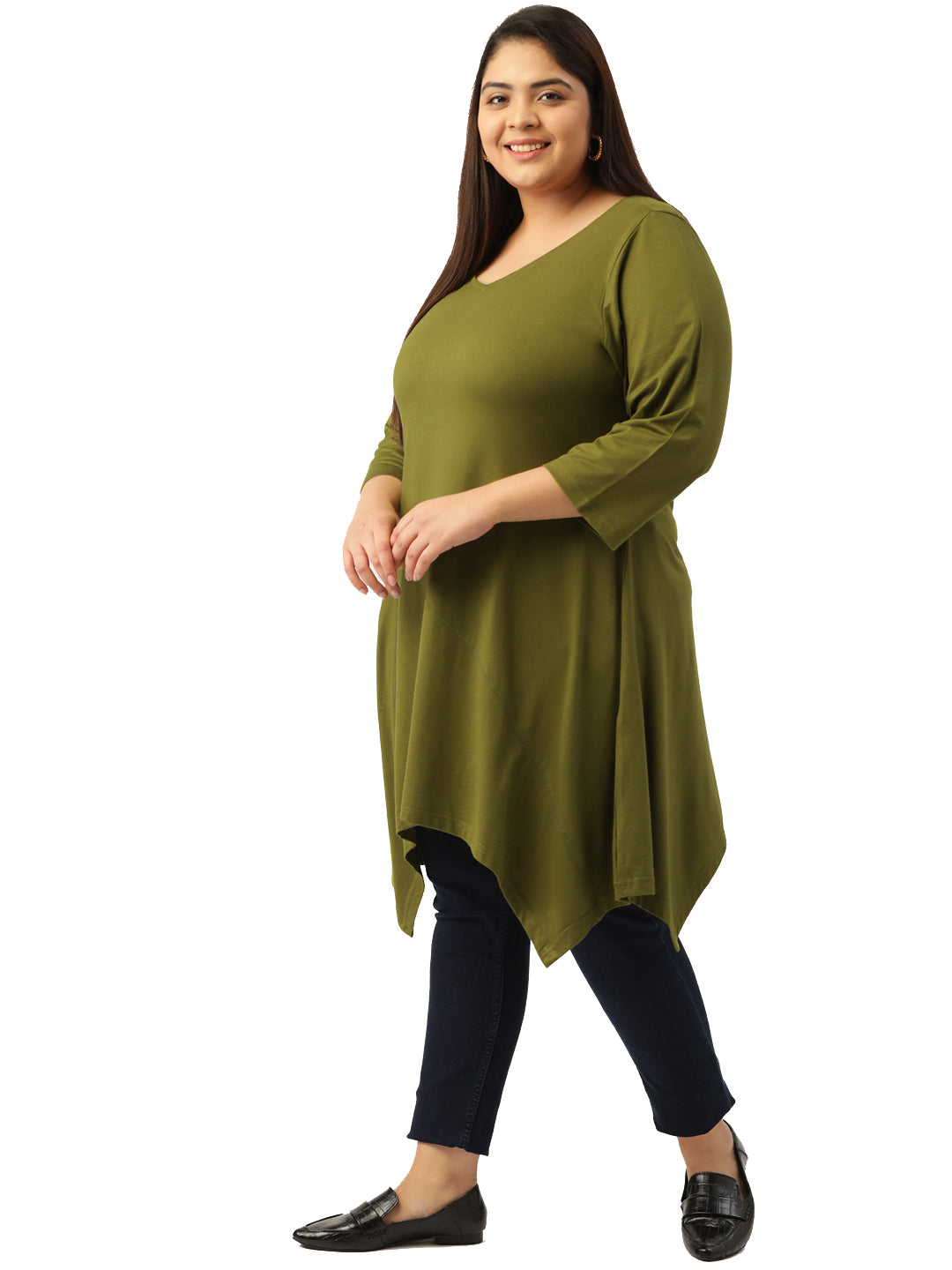 Plus Size Asymmetrical Longline Top