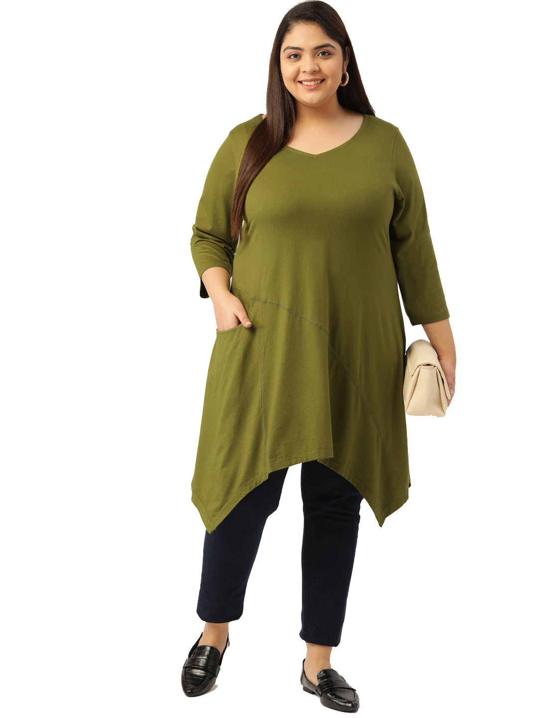 Plus Size Asymmetrical Longline Top