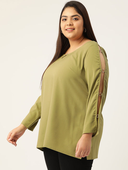 Plus Size Keyhole Neck Top
