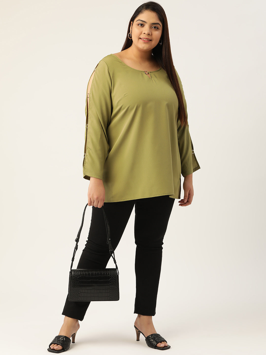 Plus Size Keyhole Neck Top