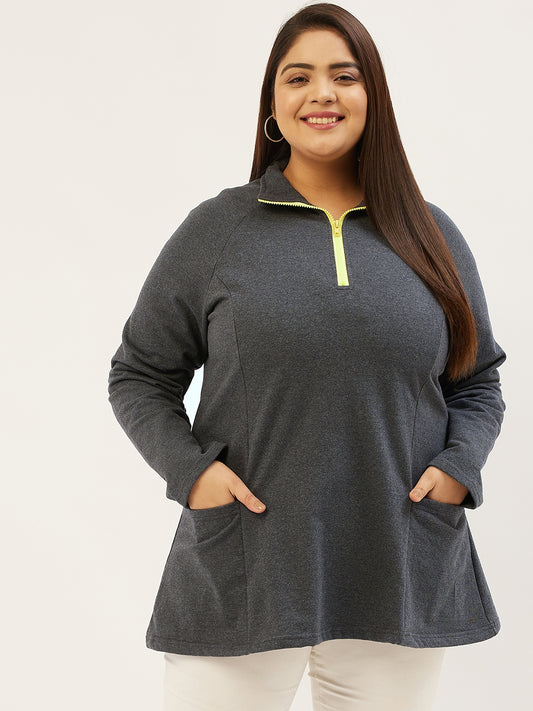 Mandarin Collar Pullover Sweatshirt