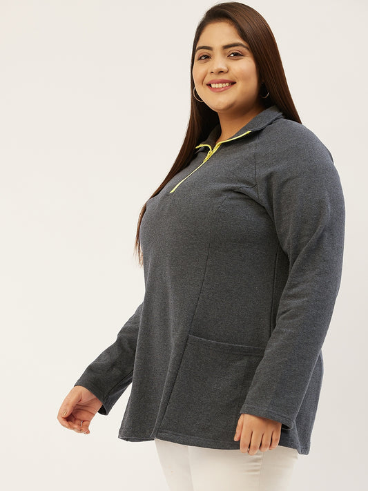 Mandarin Collar Pullover Sweatshirt
