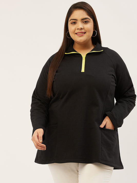 Mandarin Collar Pullover Sweatshirt