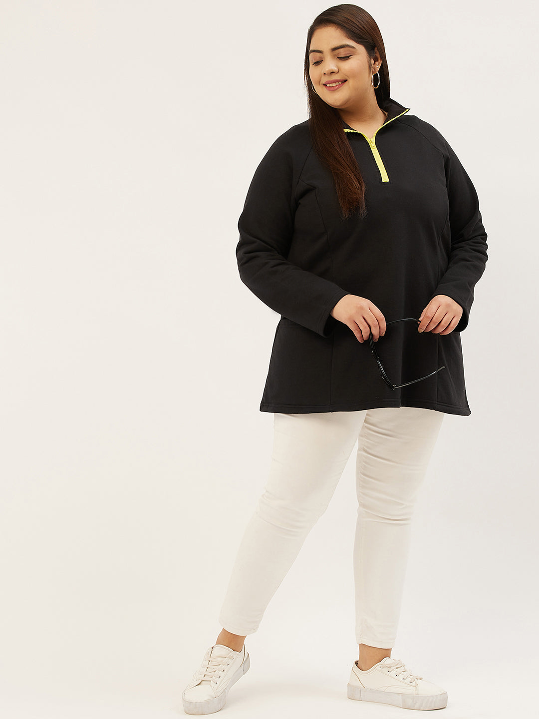 Mandarin Collar Pullover Sweatshirt
