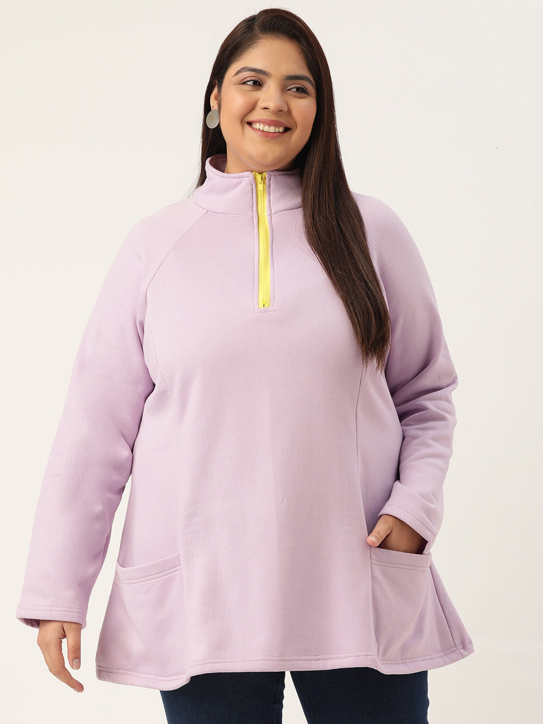 Mandarin Collar Pullover Sweatshirt