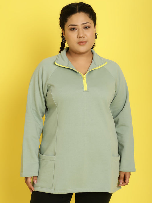 Mandarin Collar Pullover Sweatshirt