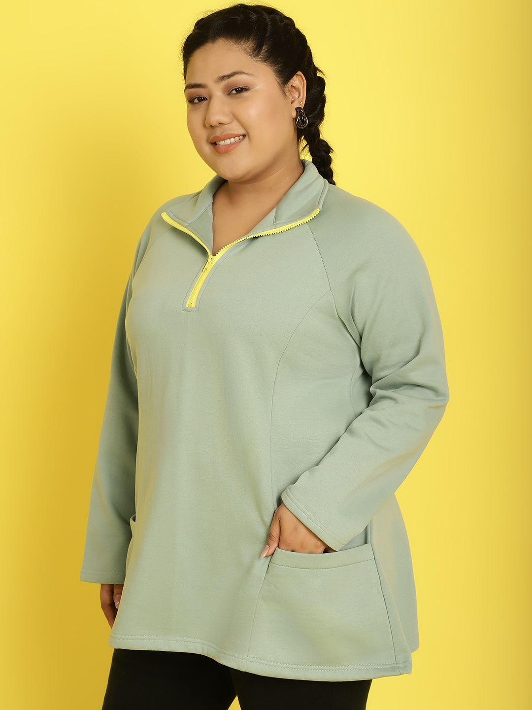 Mandarin Collar Pullover Sweatshirt