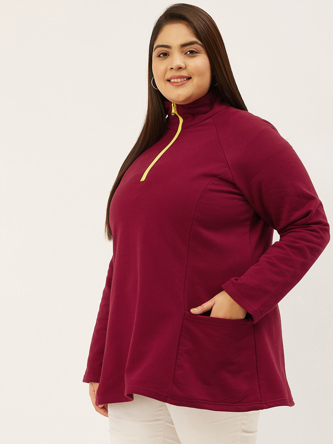 Mandarin Collar Pullover Sweatshirt