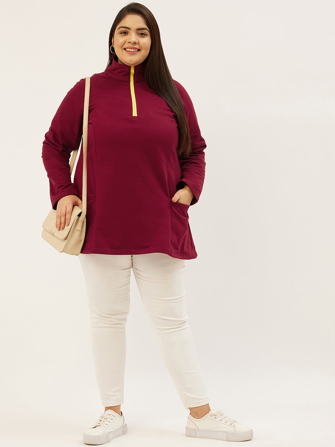 Mandarin Collar Pullover Sweatshirt
