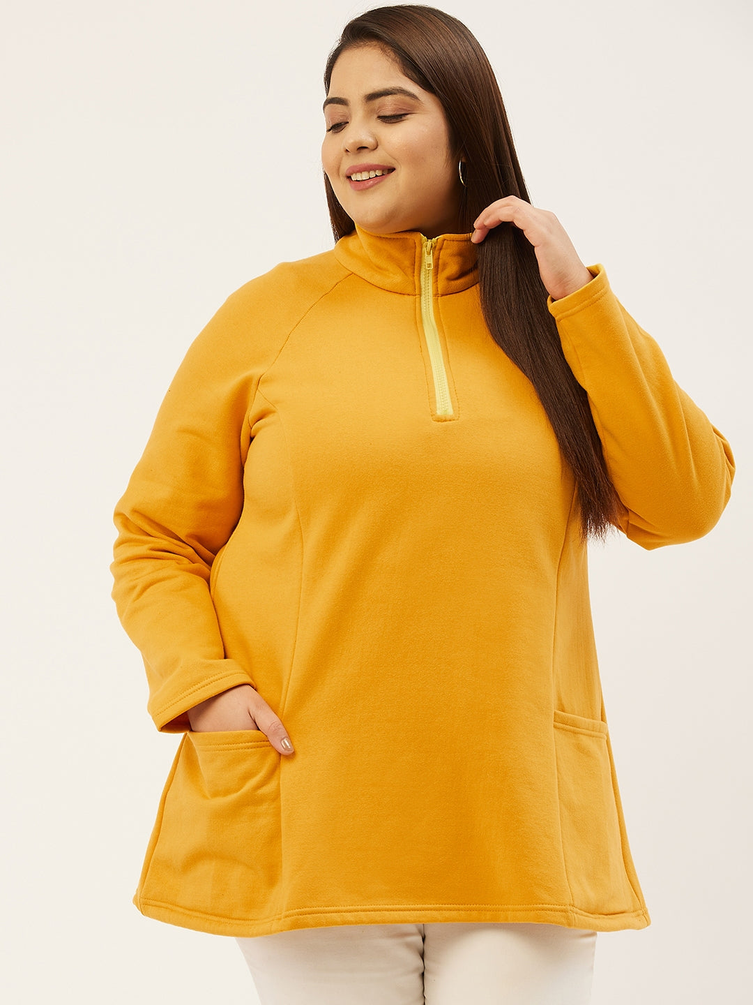 Mandarin Collar Pullover Sweatshirt
