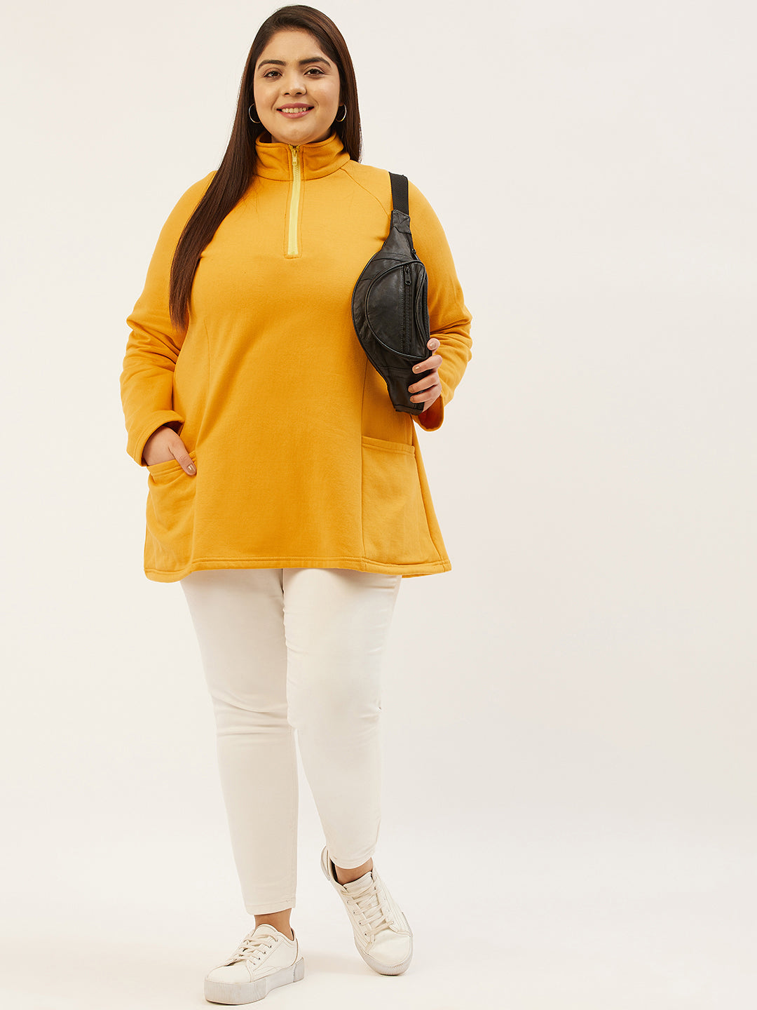 Mandarin Collar Pullover Sweatshirt