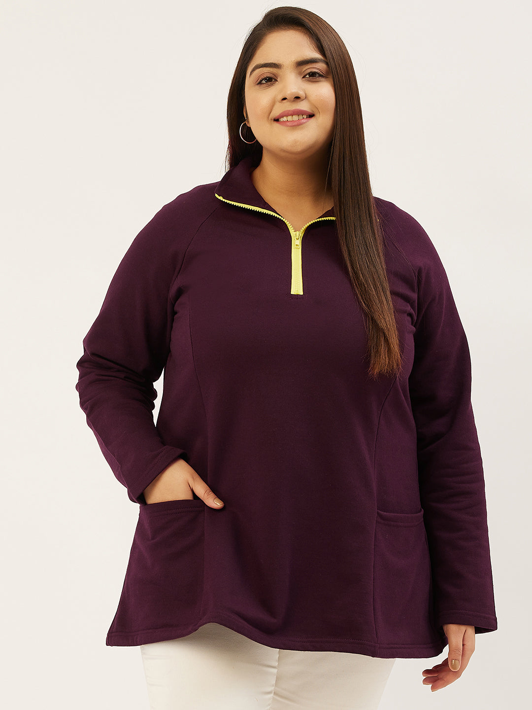 Mandarin Collar Pullover Sweatshirt