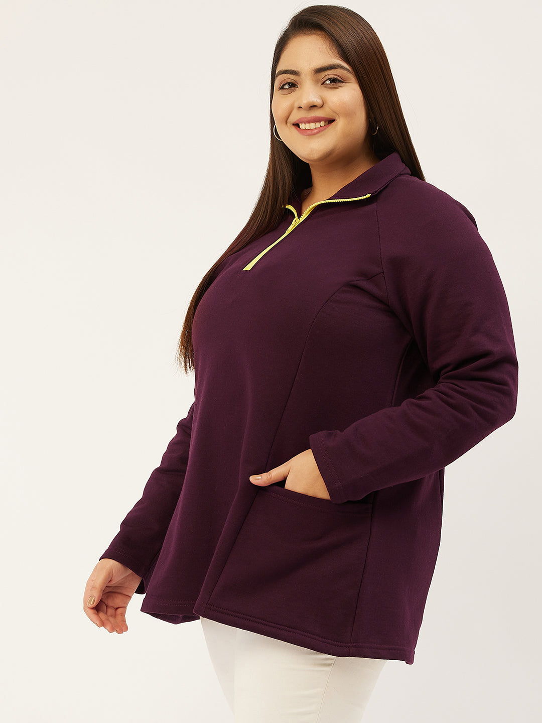 Mandarin Collar Pullover Sweatshirt