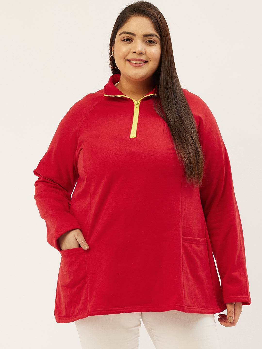 Mandarin Collar Pullover Sweatshirt