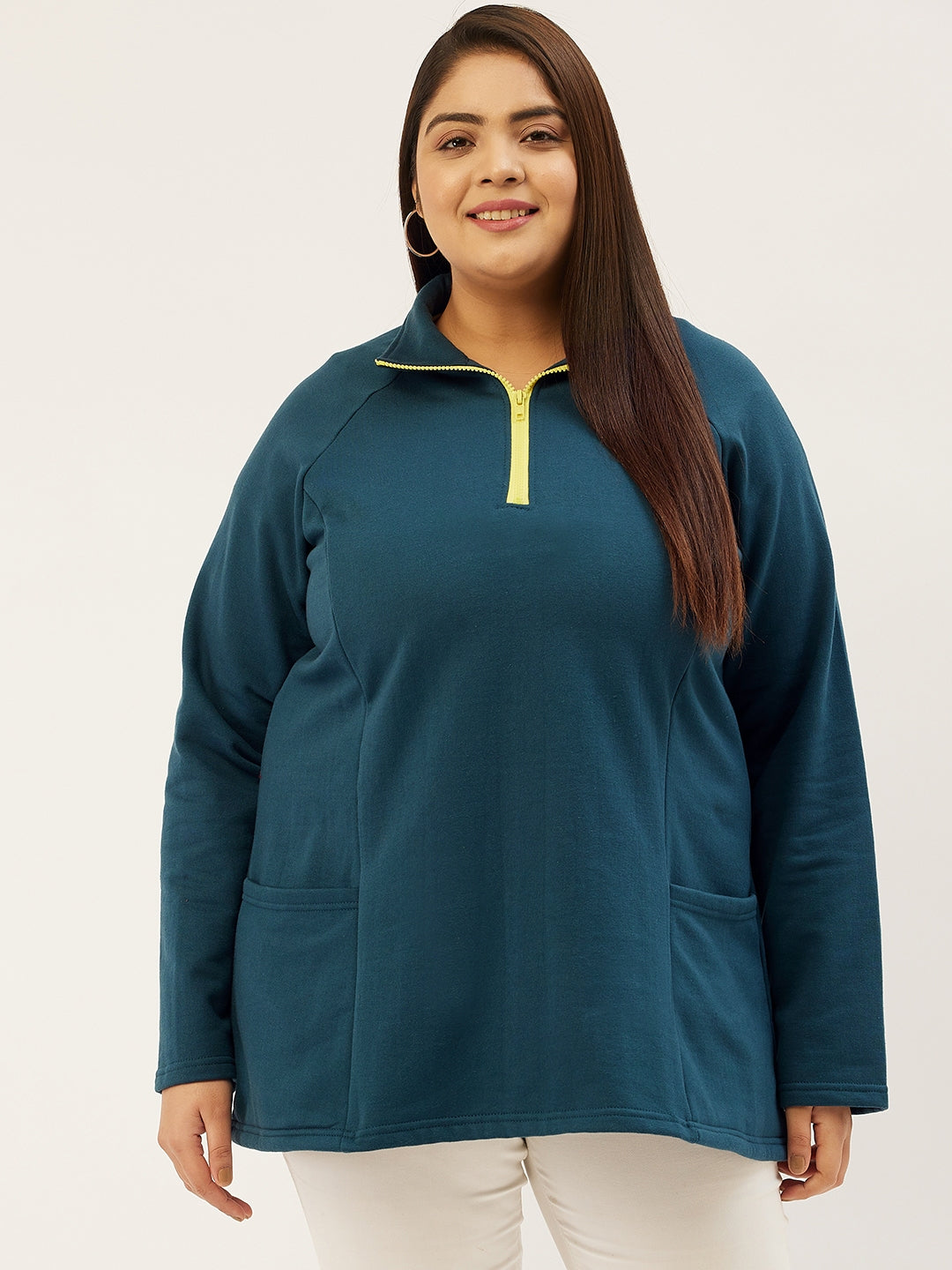 Mandarin Collar Pullover Sweatshirt