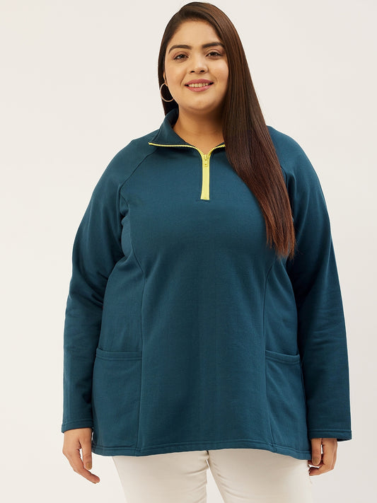 Mandarin Collar Pullover Sweatshirt