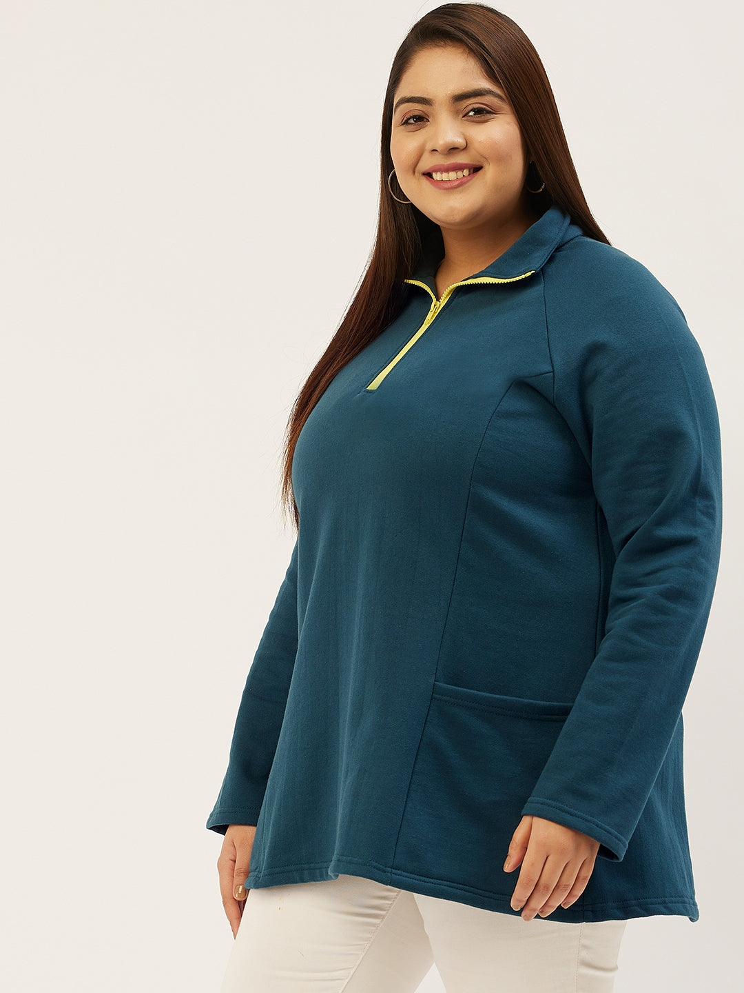Mandarin Collar Pullover Sweatshirt