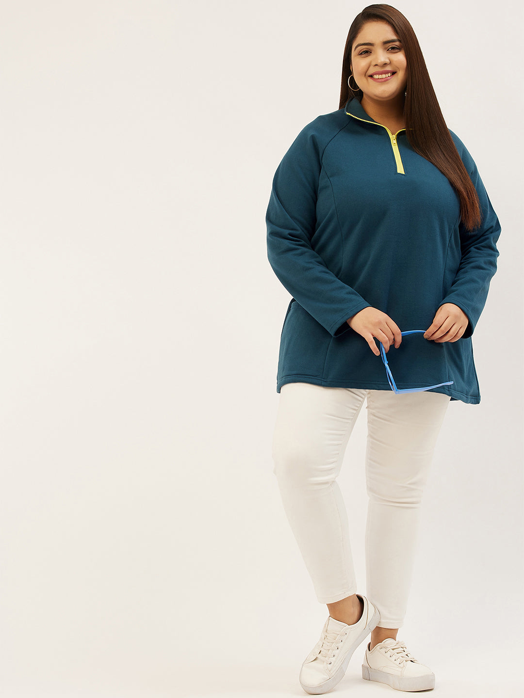 Mandarin Collar Pullover Sweatshirt