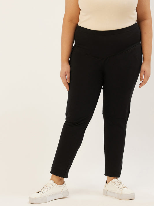 Women Relaxed High-Rise Easy Wash Plus Size Trousers
