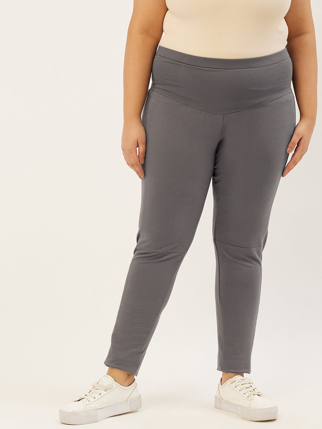 Women Relaxed High-Rise Easy Wash Plus Size Trousers