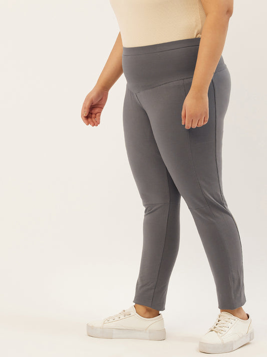 Women Relaxed High-Rise Easy Wash Plus Size Trousers
