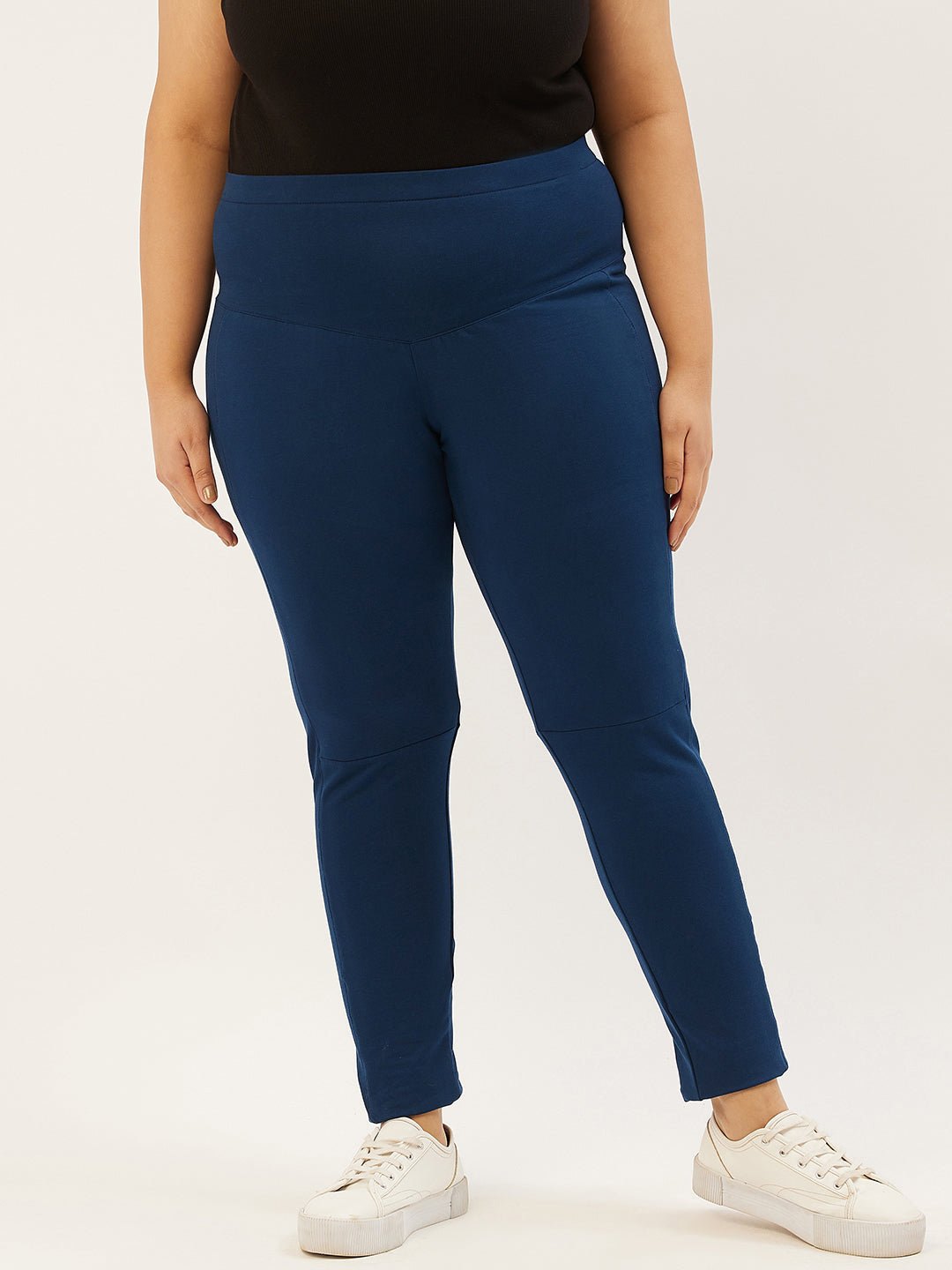 Women Relaxed High-Rise Easy Wash Plus Size Trousers